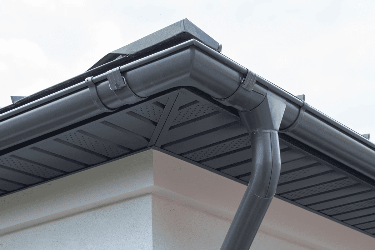 Residential roof edge and exterior drainage area